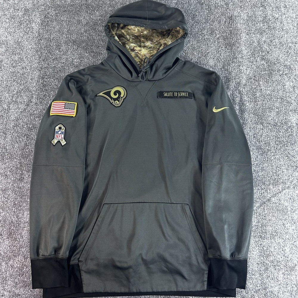 Nike NFL Rams Los Angeles Salute to Service Therma-FIT Hoodie Mens XL Patches